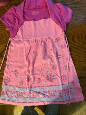 SO Girls Pink Butterfly & Floral Casual Dress